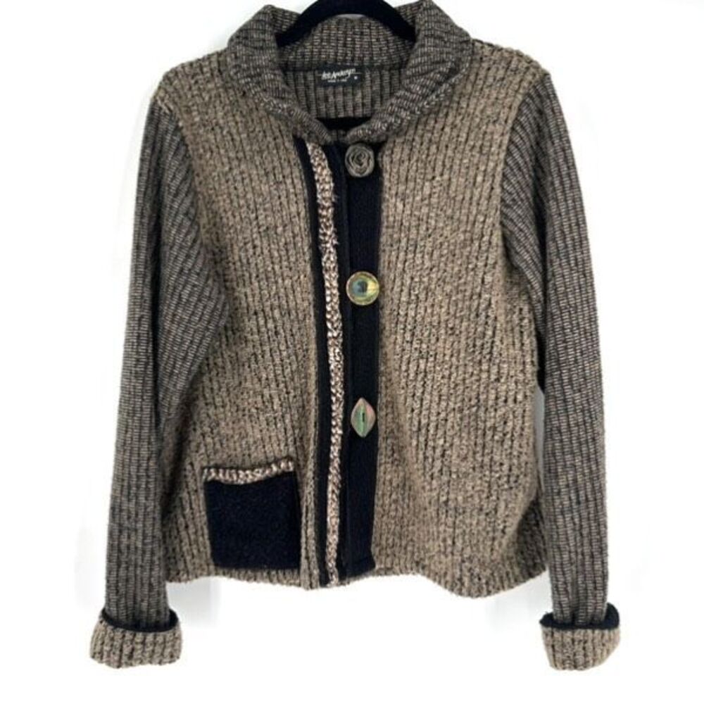 VTG Lee Andersen Womens Color-block Metallic Button Front Cardigan Jacket Medium - Picture 2 of 14